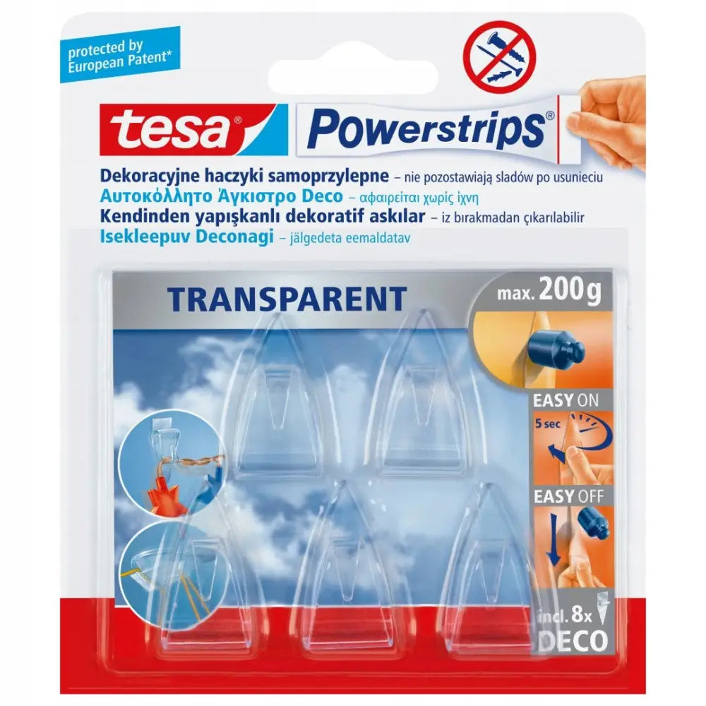 Avelena | Selbstklebende Powerstrips Haken 5 Stk Transparent Deco