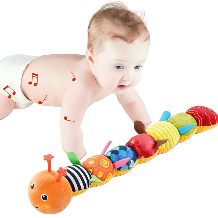 Avelena | Babyspielzeug Sensorisches Muster Raupe mit Geräuschen