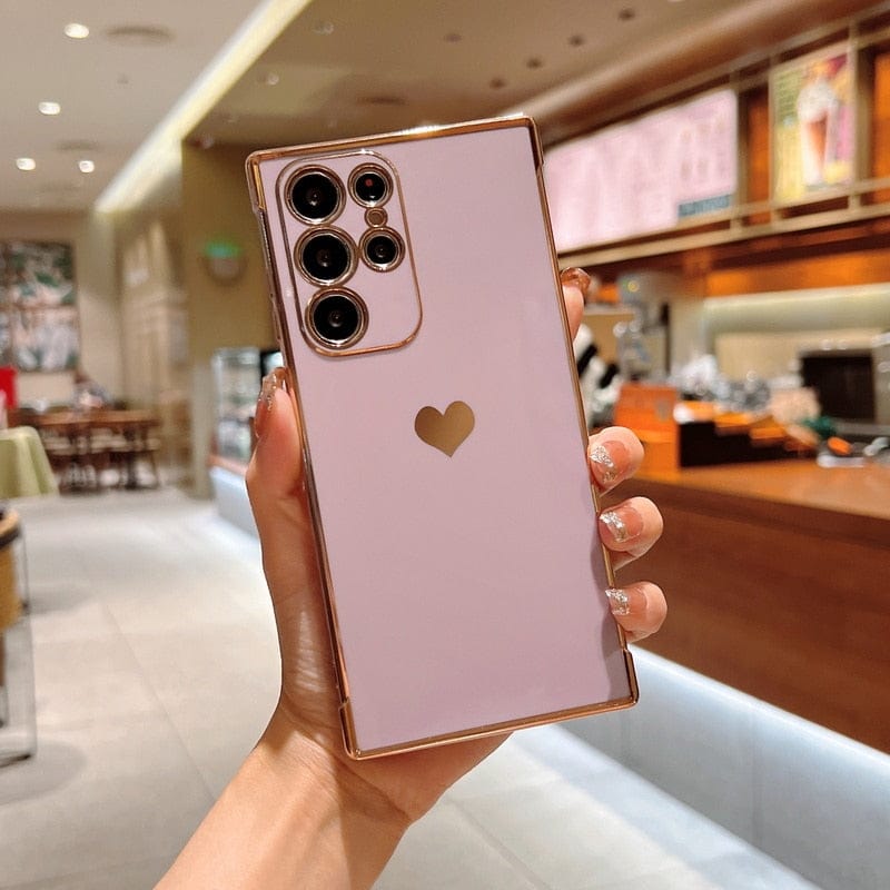 Avelena | Samsung-Handyhüllen Luxuriös, Stoßfest, Plattiertes Quadrat-Case