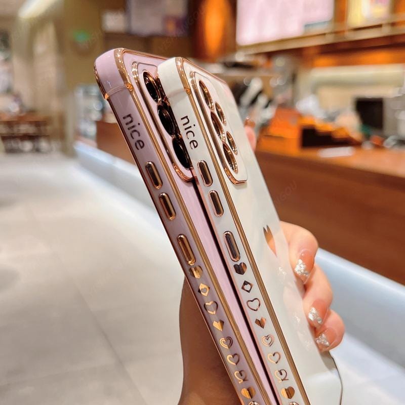 Avelena | Samsung-Handyhüllen Luxuriös, Stoßfest, Plattiertes Quadrat-Case