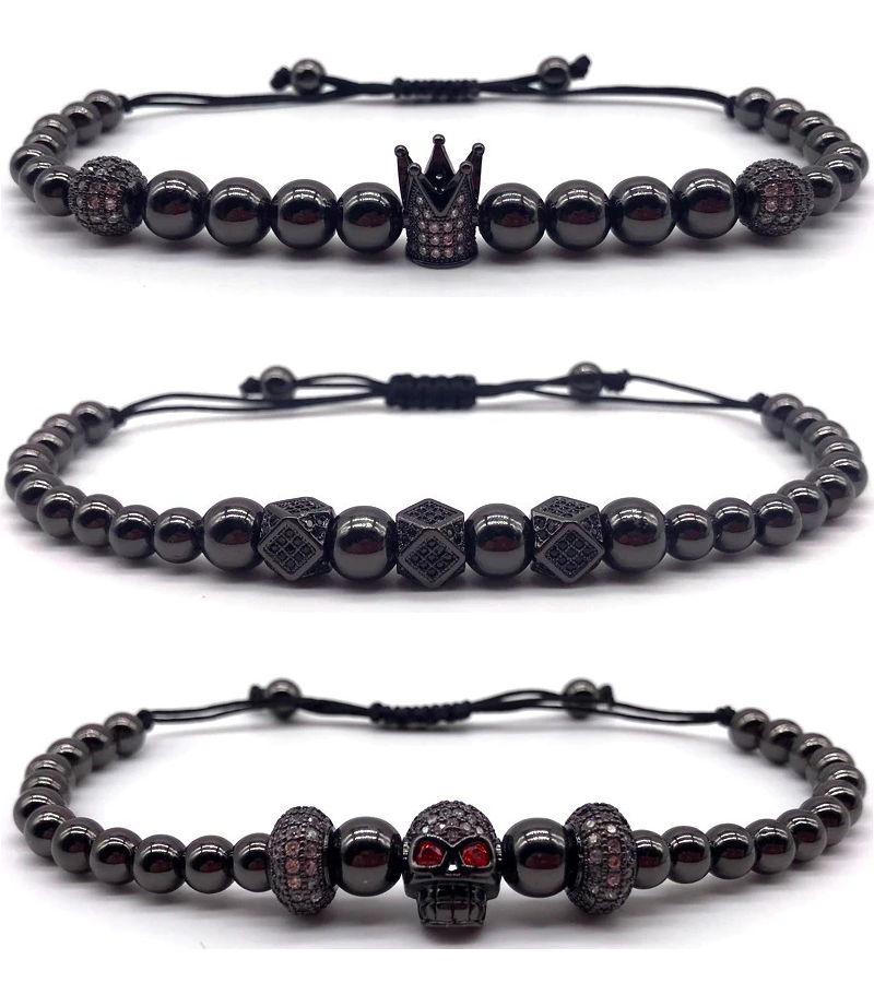 Avelena | Fühle Dich Wie Ein König Luxus Krone und Totenschädel Drei-Lagiges Armband