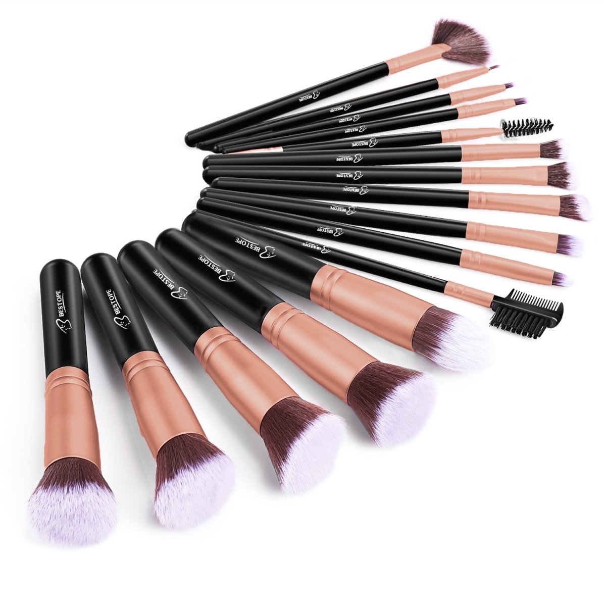 Avelena | Make-Up Pinsel Starterset mit Schwämmen, Wimpernzange und Tasche In Schwarz