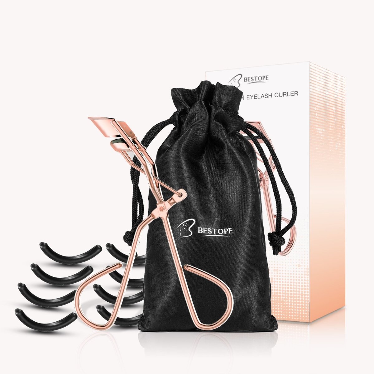 Avelena | Make-Up Pinsel Starterset mit Schwämmen, Wimpernzange und Tasche In Schwarz