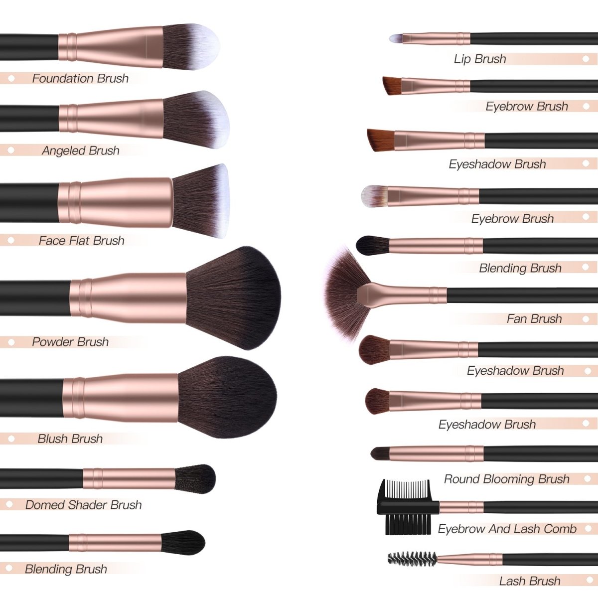 Avelena | Make-Up Pinsel Starterset mit Schwämmen, Wimpernzange und Tasche In Schwarz