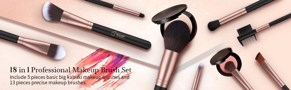 Avelena | Make-Up Pinsel Starterset mit Schwämmen, Wimpernzange und Tasche In Schwarz