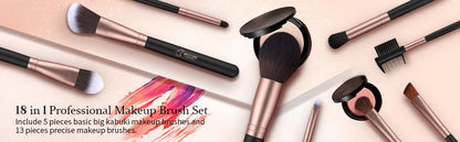 Avelena | Make-Up Pinsel Starterset mit Schwämmen, Wimpernzange und Tasche In Schwarz