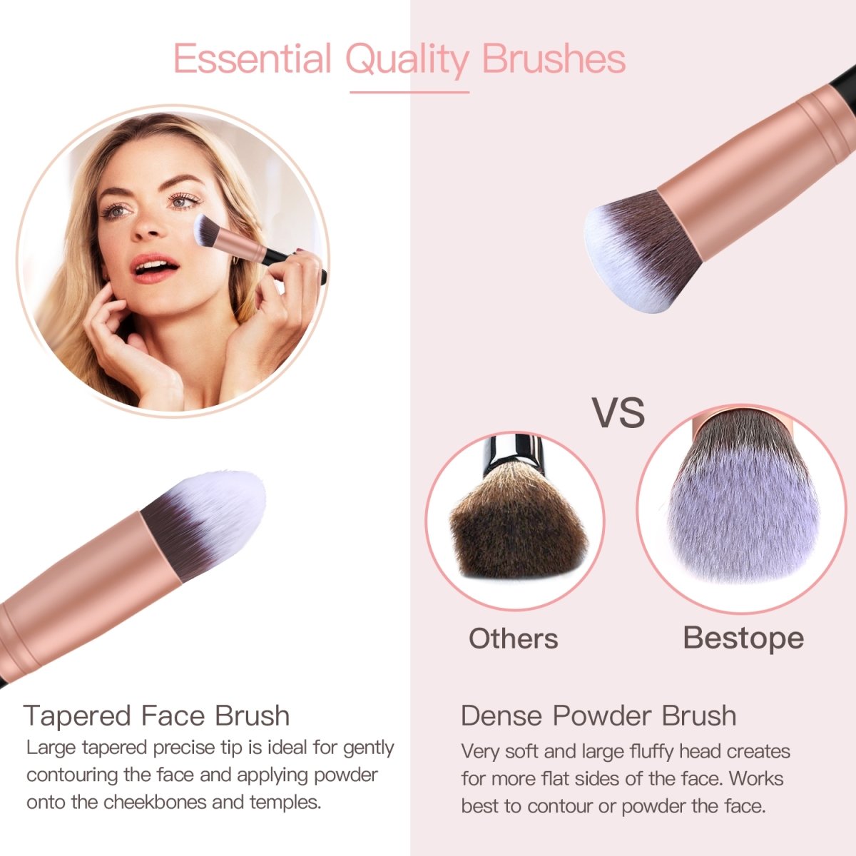 Avelena | Make-Up Pinsel Starterset mit Schwämmen, Wimpernzange und Tasche In Schwarz