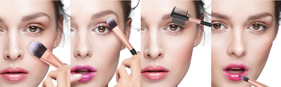 Avelena | Make-Up Pinsel Starterset mit Schwämmen, Wimpernzange und Tasche In Schwarz