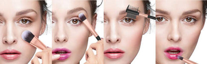 Avelena | Make-Up Pinsel Starterset mit Schwämmen, Wimpernzange und Tasche In Schwarz