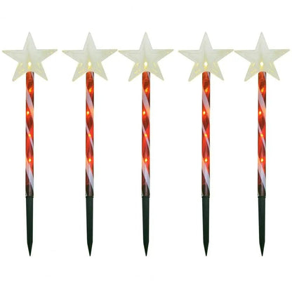 Avelena | Solar Schneeflocke Weihnachtsbaum Gartenlichter – 5 Stück. Wasserdichte LED Stecklichter für magische Außendekoration zu Weihnachten und Ganzjahresbeleuchtung des Rasens