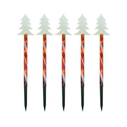 Avelena | Solar Schneeflocke Weihnachtsbaum Gartenlichter – 5 Stück. Wasserdichte LED Stecklichter für magische Außendekoration zu Weihnachten und Ganzjahresbeleuchtung des Rasens