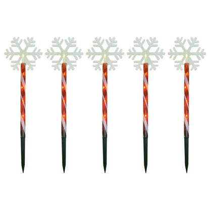 Avelena | Solar Schneeflocke Weihnachtsbaum Gartenlichter – 5 Stück. Wasserdichte LED Stecklichter für magische Außendekoration zu Weihnachten und Ganzjahresbeleuchtung des Rasens