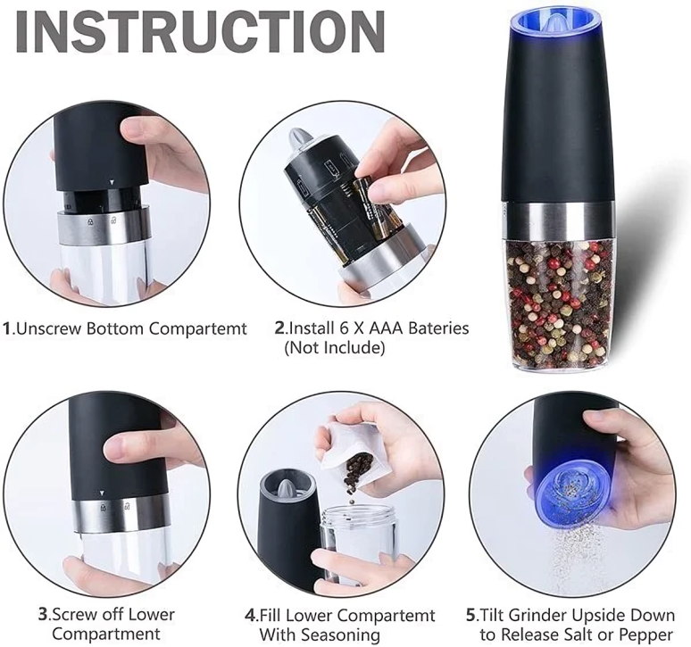 Avelena | SpiceGlide - Salz- und Pfeffermühle mit Schwerkraftsensor