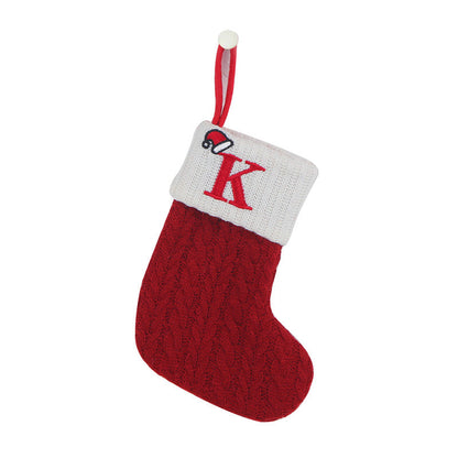 Avelena | Gemütliche Stricksocken, Bestickte Candy-Geschenktasche, Weihnachtsstrumpf mit Buchstaben - Perfekt für die Kleinen!
