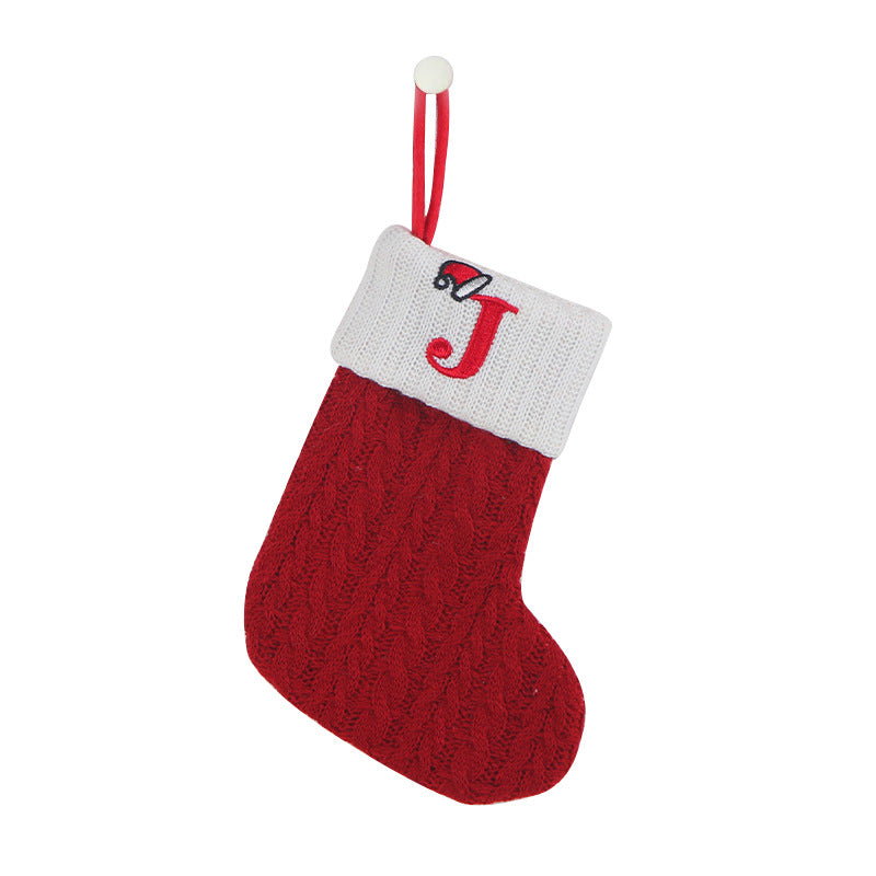 Avelena | Gemütliche Stricksocken, Bestickte Candy-Geschenktasche, Weihnachtsstrumpf mit Buchstaben - Perfekt für die Kleinen!