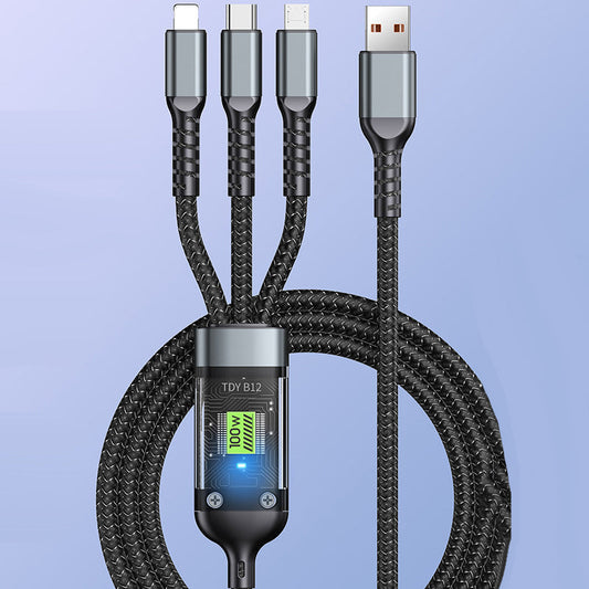 Avelena | Transparent leuchtendes 3-in-1 superschnelles Ladekabel
