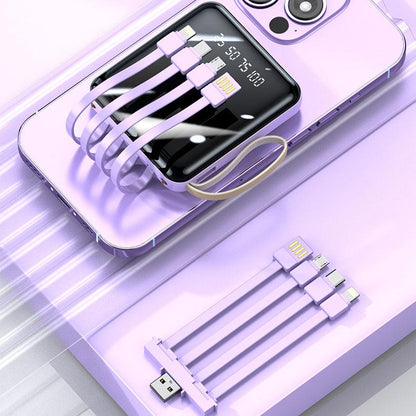 Avelena | Schnelllade 20000mAh Mini Powerbank mit integrierten Kabeln