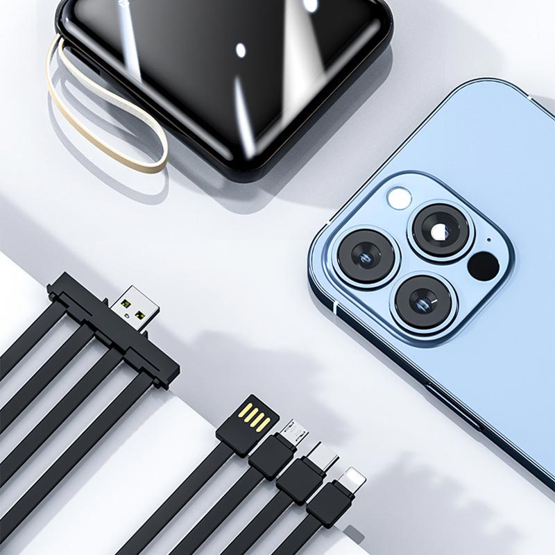 Avelena | Schnelllade 20000mAh Mini Powerbank mit integrierten Kabeln