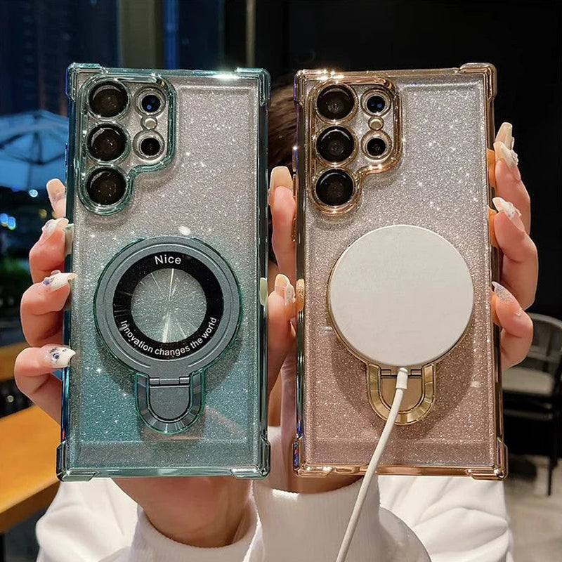 Avelena | Magnetischer Glitzer-Mobile mit Farbverlauf-Handyhüllen für Samsung S22/23/24