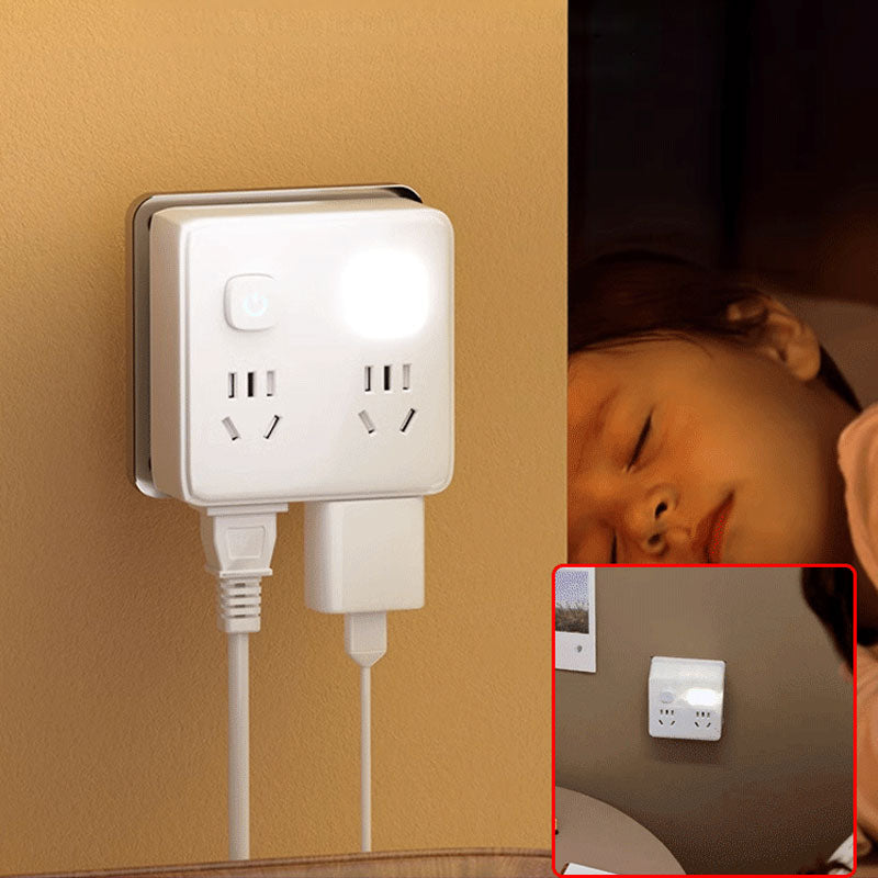 Avelena | 2er-Pack multifunktioneller Steckdosenadapter mit Nachtlicht