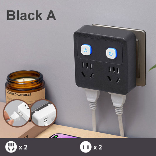 Avelena | 2er-Pack multifunktioneller Steckdosenadapter mit Nachtlicht