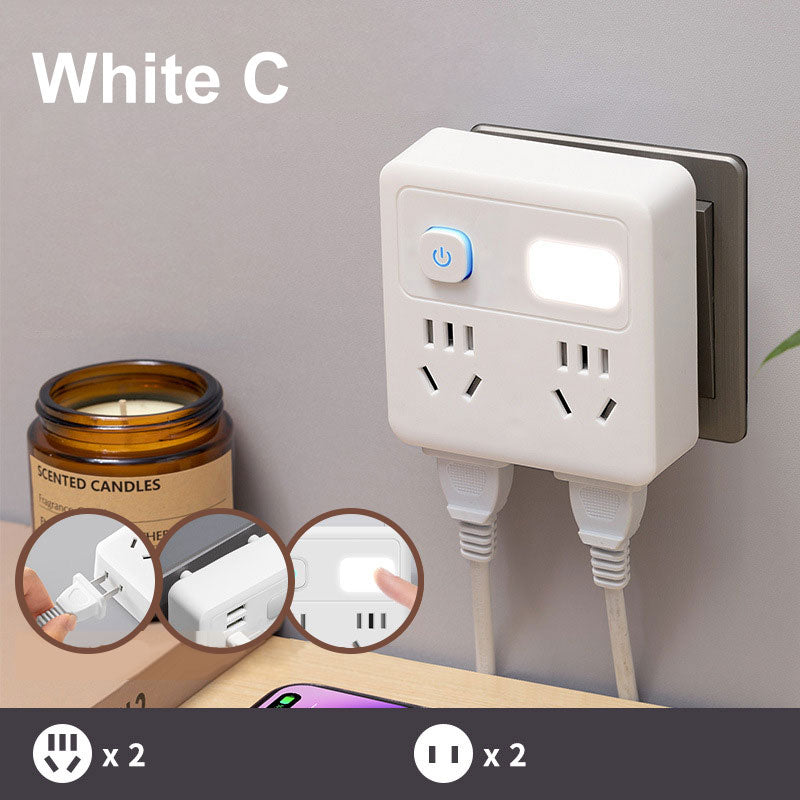 Avelena | 2er-Pack multifunktioneller Steckdosenadapter mit Nachtlicht