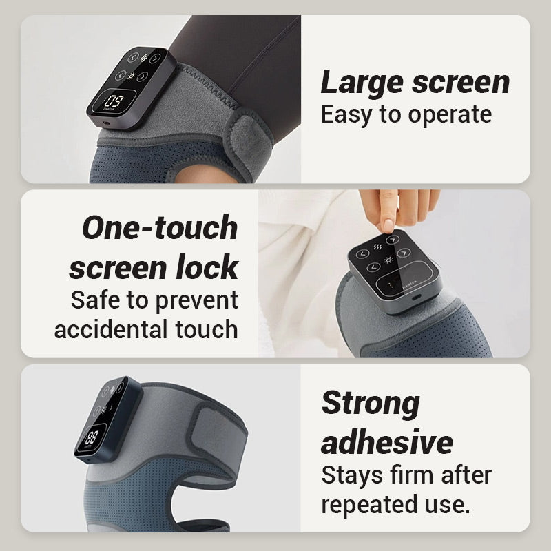 Avelena | Beheizte Kniebandage mit Massage | Wärmetherapie & Vibrationsmodi | USB/Netzadapter | Verstellbar & Atmungsaktiv