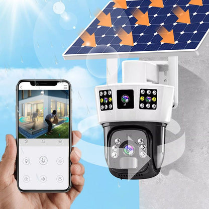 Avelena | 🎦360° smarte Solar-Überwachungskamera mit drei Bildschirmen✨