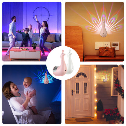 Avelena | Pfau Projektions-Wandlampe mit Fernbedienung