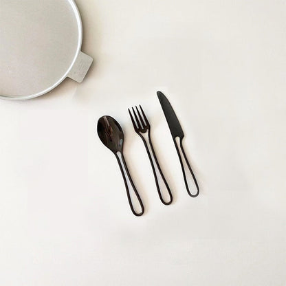Avelena | Outline Edelstahl Besteck Set – Modernes Design mit Hohlgriffen – 3-teilig für Dinner & Dessert