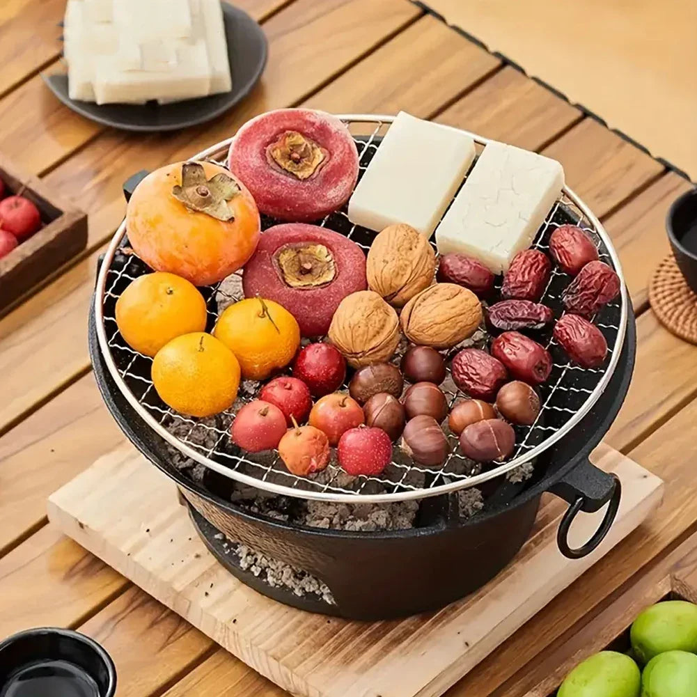 Avelena | Edelstahl BBQ Grill Tischplatte Gusseisen Holzkohle Grill Herd
