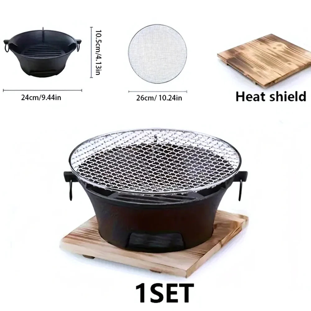 Avelena | Edelstahl BBQ Grill Tischplatte Gusseisen Holzkohle Grill Herd