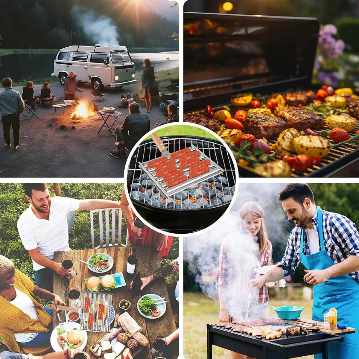 Avelena | Edelstahl Hotdog Wurst Grill Roller Rack Grillwerkzeuge