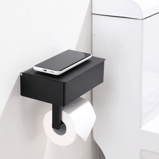 Avelena | SteelDeluxe Toilettenpapierhalter – Edelstahl mit multifunktionalem wasserdichtem Ablagefach für moderne Badezimmer