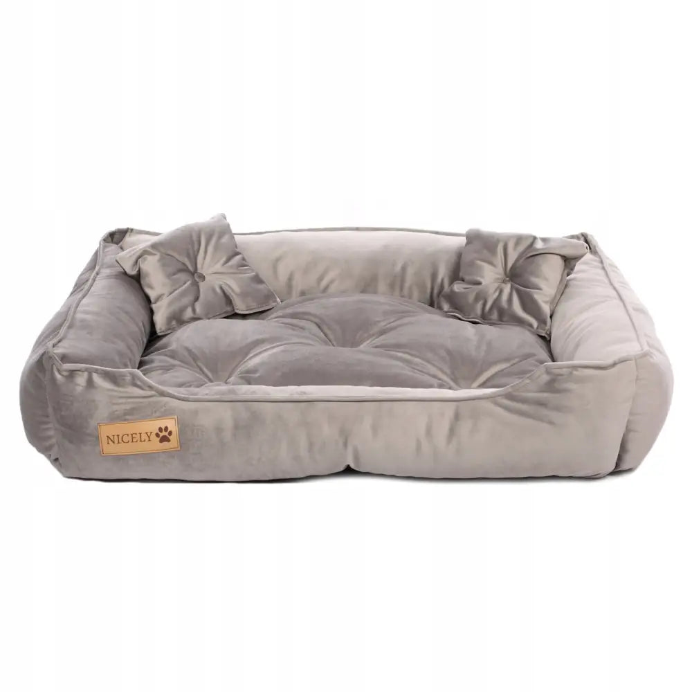 Avelena | Großes Veloursbett für Hund Sofakissen Schön Grau 80X65 Cm
