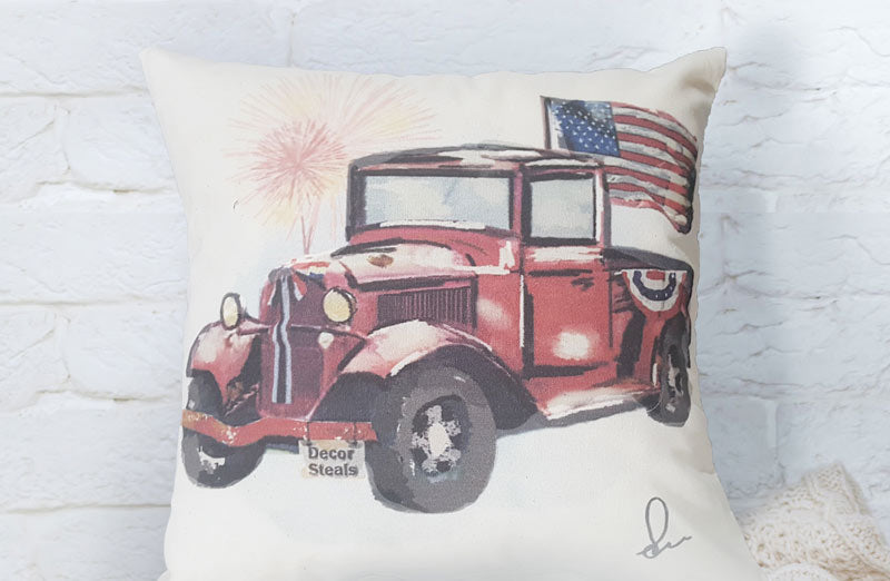 Avelena | Wendbare Futtertasche Red Truck Usa Kissenbezug