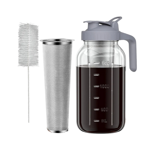 Avelena | Dicker Glasmultipurpose-Mason-Krug mit Ausgussdeckel und Handgriff-Filter