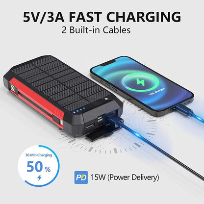 Avelena | 30000mAh Solar Ladegerät Kabellos Wasserdicht Power Bank Extern