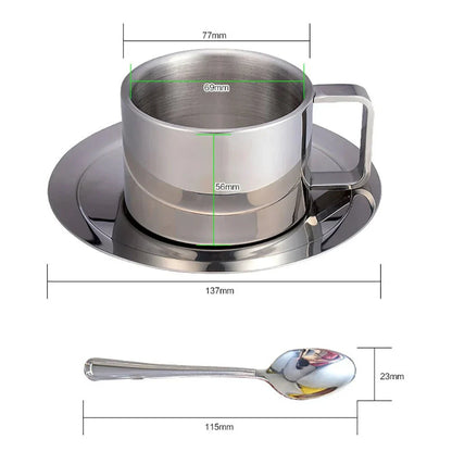 Avelena | Dreiteiliges Edelstahlkaffeetassen-Set