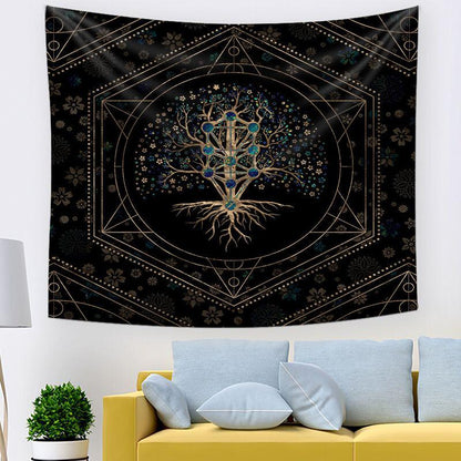 Avelena | Baum des Lebens Heimwandteppich - Elegante Schlafsaal- & Zimmerdekoration
