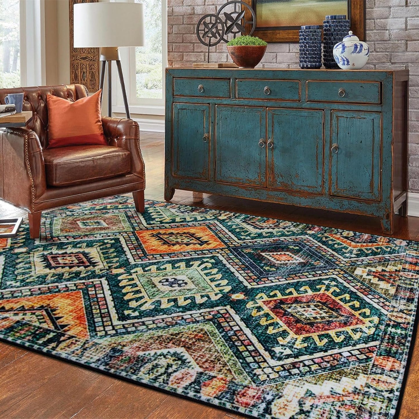 Avelena | Area Rug Tribal Polyester Washable Non Slip