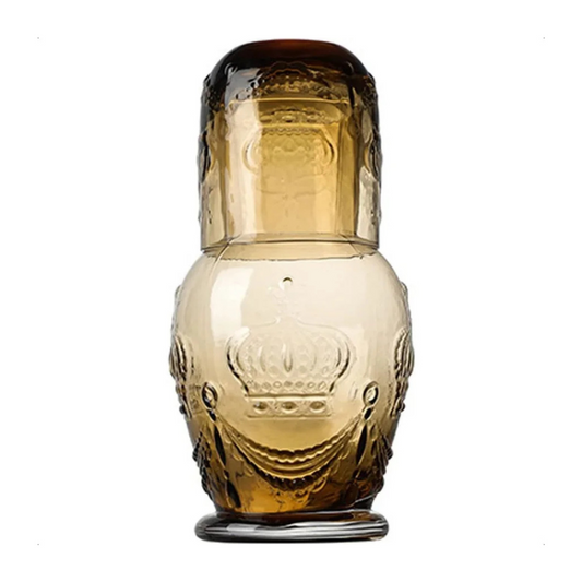 Avelena | Becher Glas Krug und Tasse Retro Krone Relief Glas Wasser Karaffe
