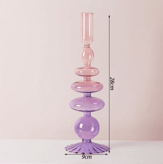 Avelena | Zwei Farbglas klassische Handwerk Kerzenständer
