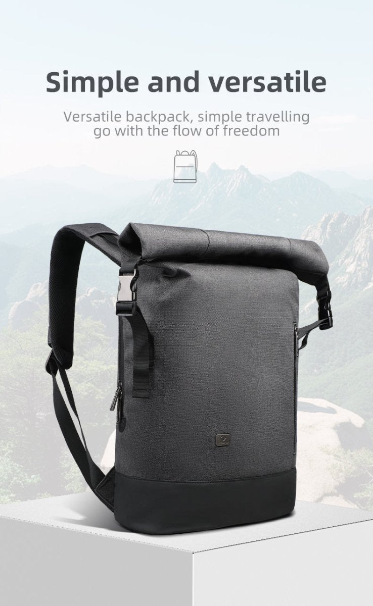 Avelena | URBANTRAIL Rolltop Rucksack – Erweiterbarer & wasserdichter Reisetrage mit USB-Anschluss und Laptopfach