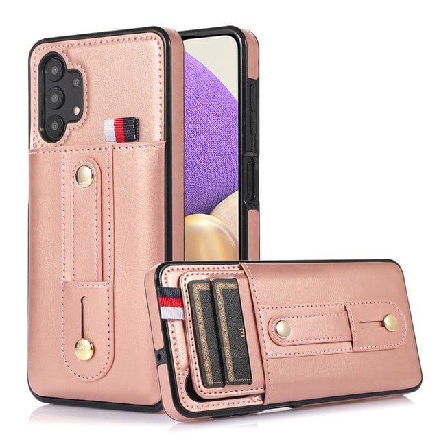 Avelena | Lederhülle mit Kartenhalter für Samsung Galaxy A