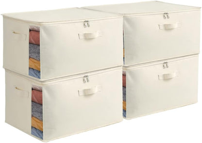 Avelena | Canvas Kleider Aufbewahrungsorganisator Set – Doppelt Reißverschluss Tasche mit Griffen & Fenster