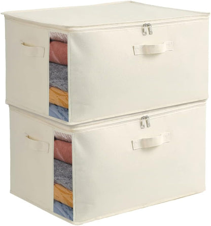 Avelena | Canvas Kleider Aufbewahrungsorganisator Set – Doppelt Reißverschluss Tasche mit Griffen & Fenster