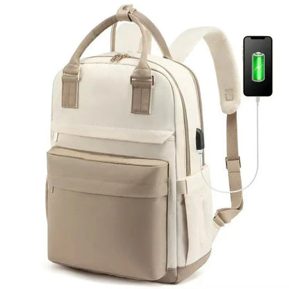 Avelena | Damen wasserdichter Laptop-Rucksack mit USB-Ladeanschluss – Stilvolle 17-Zoll Arbeits-, Schul- & Reisetasche