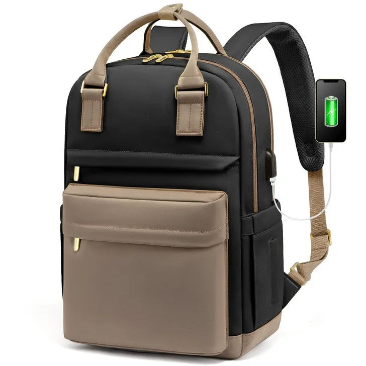 Avelena | Damen wasserdichter Laptop-Rucksack mit USB-Ladeanschluss – Stilvolle 17-Zoll Arbeits-, Schul- & Reisetasche