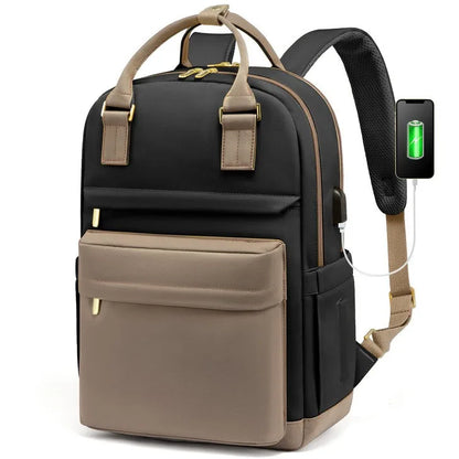 Avelena | Damen wasserdichter Laptop-Rucksack mit USB-Ladeanschluss – Stilvolle 17-Zoll Arbeits-, Schul- & Reisetasche